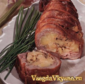 Телятина, фаршированная картофелем и луком
